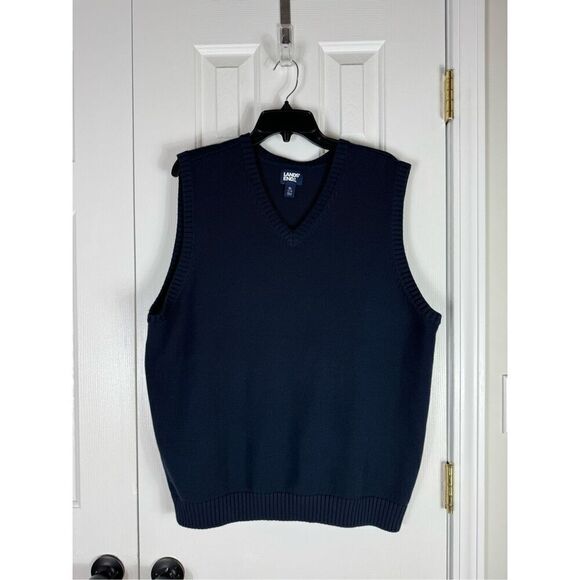 Lands End Mens Navy Sweater Vest Size XL - Picture 1 of 4